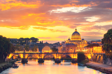 Fototapeta na wymiar Wonderful view of St Peter Cathedral, Rome, Italy