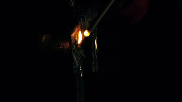 Close up welding sparks, horizontal