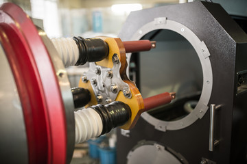 Three copper conductors with clems