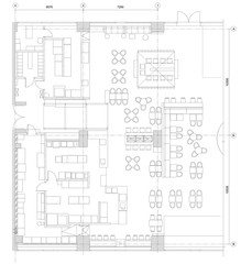Standard cafe furniture symbols on floor plans