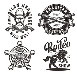 Vintage wild west monochrome labels