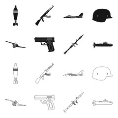 Isolated object of weapon and gun symbol. Set of weapon and army stock symbol for web.