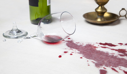 Wine Spill on Table Cloth