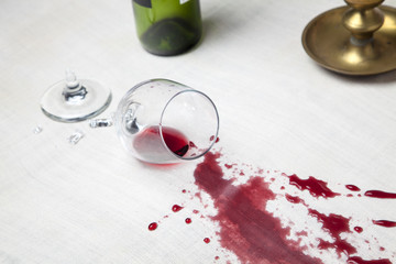 Broken Glass and Wine Spill