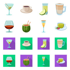 Vector design of drink and bar sign. Collection of drink and party stock symbol for web.