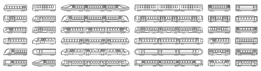Subway train vector illustration on white background .Set line icon transport metro.Vector illustration set icon subway train. - obrazy, fototapety, plakaty
