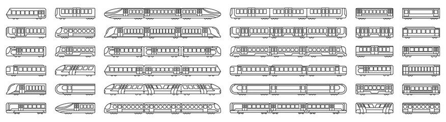 Subway train vector illustration on white background .Set line icon transport metro.Vector illustration set icon subway train.