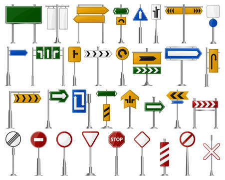 Road sign isolated cartoon set icon.Vector illustration street arrow on white background .Vector cartoon set icon road sign.