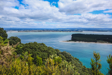 View of Matakana Island from Mount Maunganui on the North Island, New Zealand