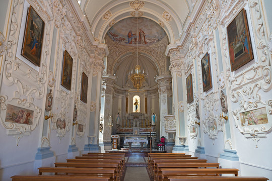 TAORMINA, ITALY - APRIL 9, 2018: The nave of church Chiesa di San Giuseppe.
