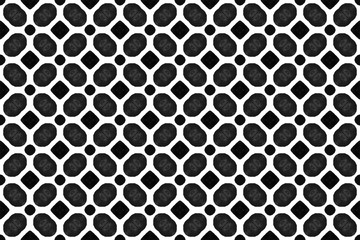 Watercolor seamless geometric pattern design illustration. Background texture. In black, white colors.