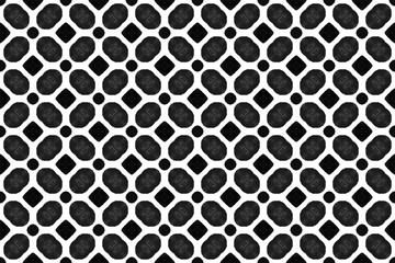 Watercolor seamless geometric pattern design illustration. Background texture. In black, white colors.