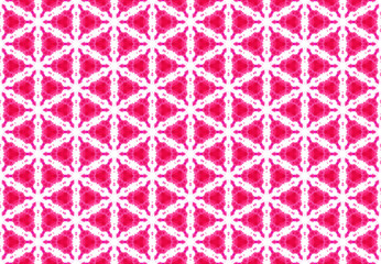 Watercolor seamless geometric pattern design illustration. Background texture. In red, pink, white colors.