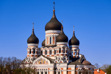 Obraz premium view on Alexander Nevsky Cathedral of capital of estonia Tallinn the famous medieval town