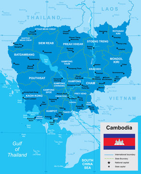 map of Cambodia vector illustration
