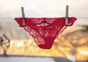 knickers hanging on a washing line