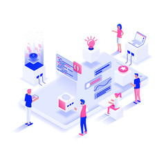 Flat color Modern Isometric Illustration design - Development