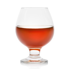 Glass of cognac isolated on white background