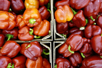Red peppers in open box