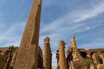Ancient ruins of the Karnak Temple in Luxor (Thebes), Egypt. The largest temple complex of...