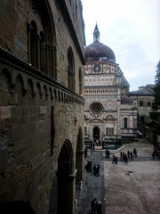 Fototapeta na wymiar Cathedral of Bergamon in Italy during Autumn