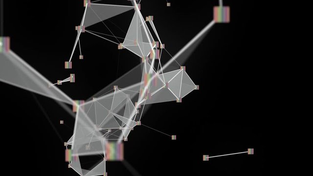 Futuristic plexus animation with glowing triangles in slow motion, 4096x2304 loop 4K