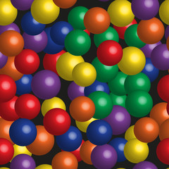 Rainbow Color Balls Seamless Pattern on Black