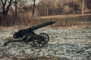 Fototapeta na wymiar A Machine gun Maxim in service with the Soviet Red Army