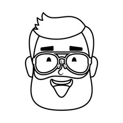 young man head with beard and eyeglasses