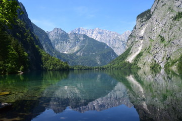 Fototapeta na wymiar Wasserspiegelung am Obersee