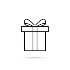 Gift box with ribbon outline vector icon. Isolate on white background