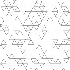 Abstract background with intersecting geometric triangular shapes. Vector pattern of triangles. Black and white illustration.