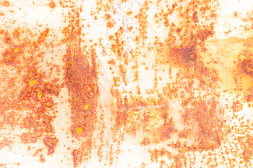 Grunge red brown rust on white metallic sheet textured background