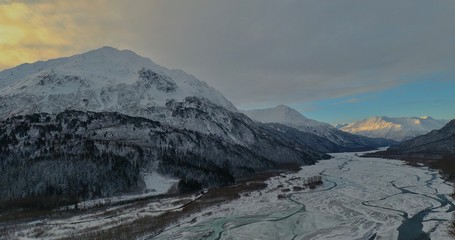 Frozen river in Alaska 