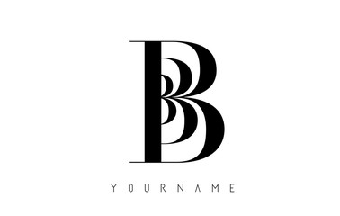 B Letter Logo with Graphic Elegant Black Lines Design. Letter A