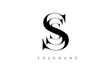 S Letter Logo with Graphic Elegant Black Lines Design. Letter A - obrazy, fototapety, plakaty