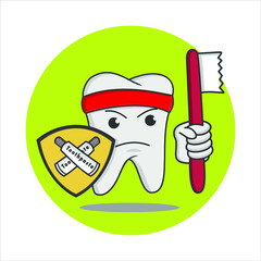 tooth mascot character cartoon for dental logo or medical vector eps 10