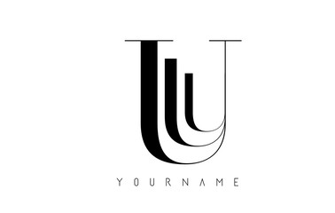 U Letter Logo with Graphic Elegant Black Lines Design. Letter A