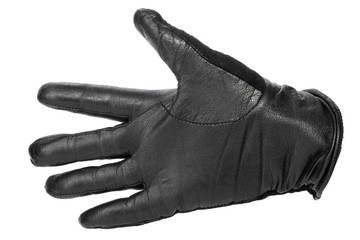 hand in leather glove isolated