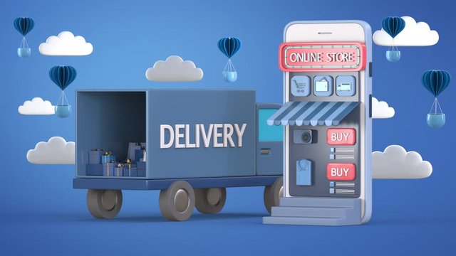3d render Online delivery service concept, online order tracking,Logistics and Delivery, on mobile