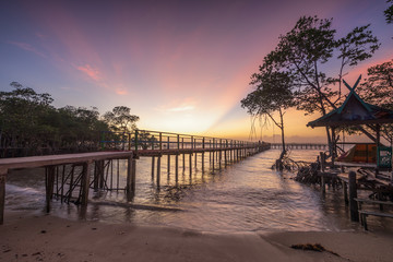 Fototapeta na wymiar Wonderful Sunset at Batam Bintan Beach Indonesia
