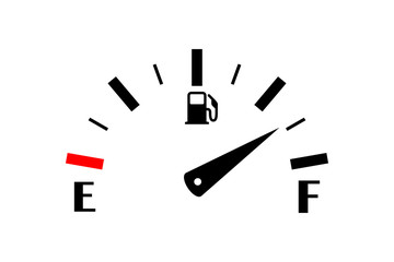 Full fuel gauge icon. Gasoline indicator on white background. Vector fuel indicator isolated.