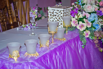 decorations for the wedding ceremony in purple colors