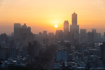 Kaohsiung city skyline panorama at sunrise, Taiwan