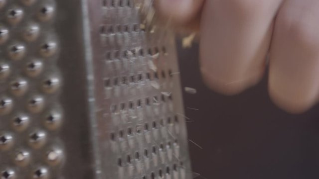 Grating dried fish top view wooden table