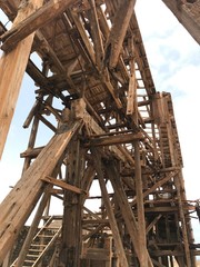 Fototapeta na wymiar Old Cable Car Structure Wood - Cape Verde