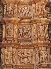 The frescoes are erotic inside the temples of the Western group including Visvanatha-Khajuraho, Madhya Pradesh, India, UNESCO heritage
