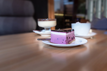 Light souffle cake with blueberries