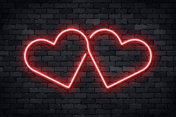 Fototapety  Vector realistic isolated neon sign of Heart for template decoration and layout covering on the wall background. Concept of Happy Valentines Day.