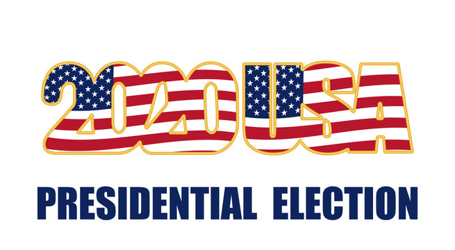 United States Presidential Election 2020. One piece on flag background. illustration